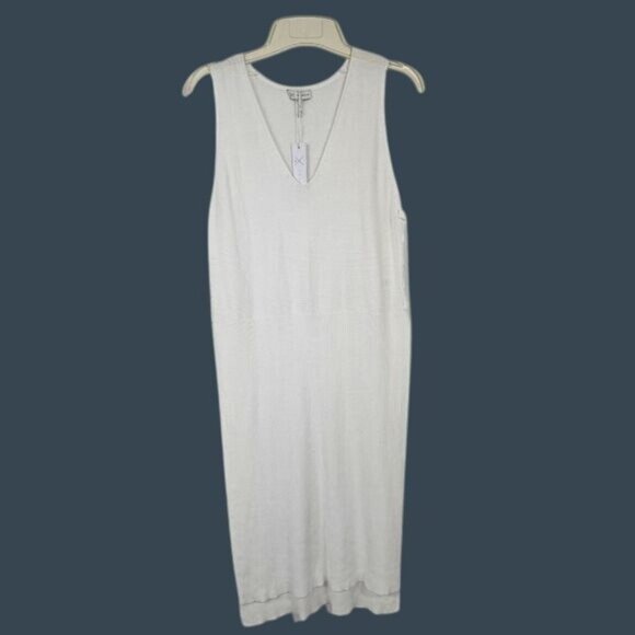 GF Collection White Sleeveless Beach Coverup Sz L V-Neck Lace Up Sides Poolside - Picture 1 of 9